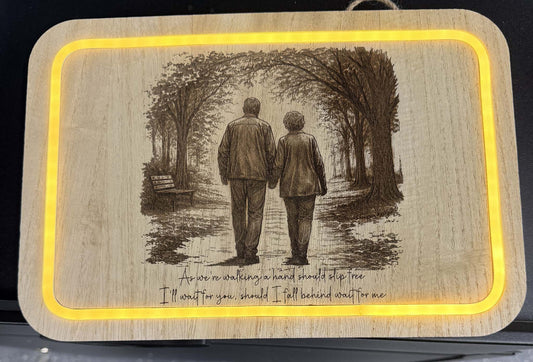 "Wait for Me" LED Illuminated Wooden Display