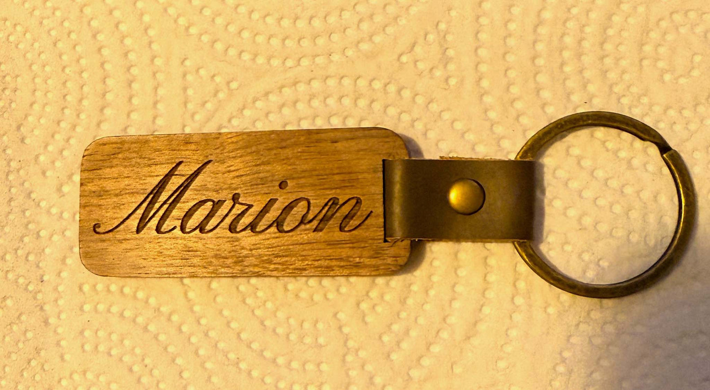 Engraved Solid Walnut Key Chain