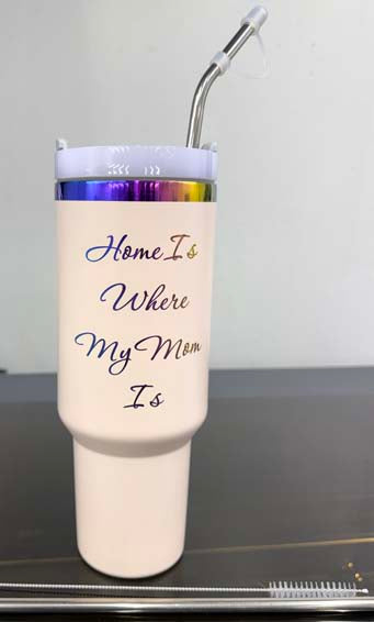 "Home Is Where My Mom Is" 40 oz Prismatic Tumbler With Handle