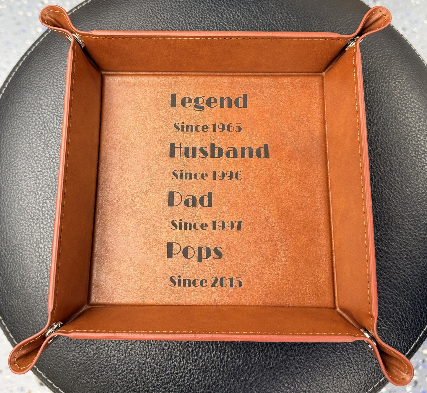 Legend, Husband, Dad, Pops – Personalized Leatherette Valet Tray