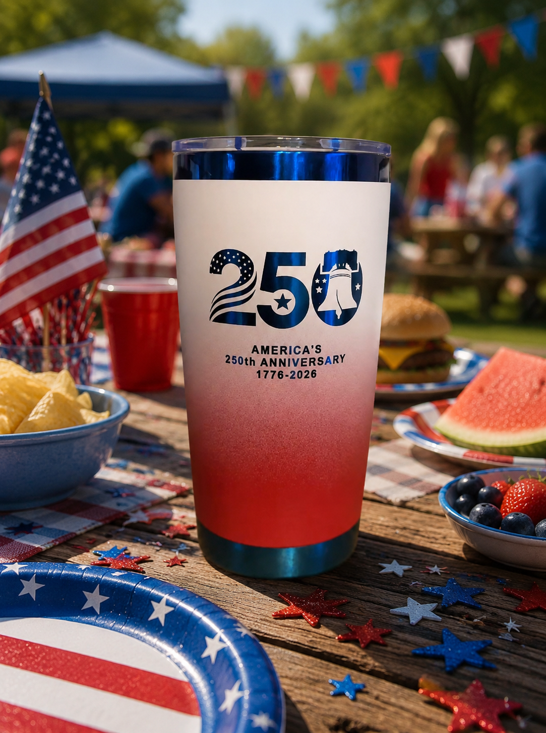 250th 20 oz Tumbler Happy Birthday USA!