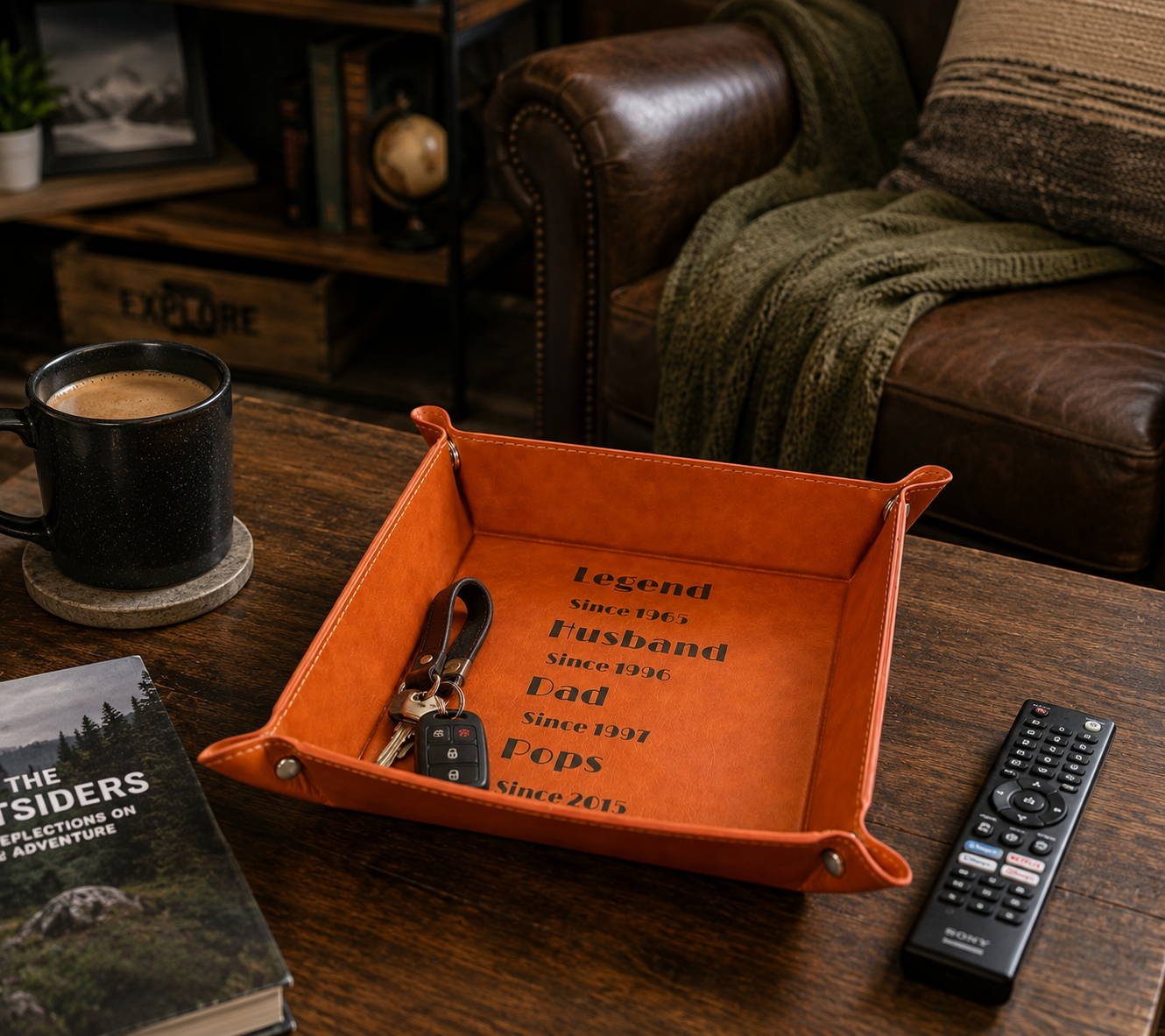 Legend, Husband, Dad, Pops – Personalized Leatherette Valet Tray