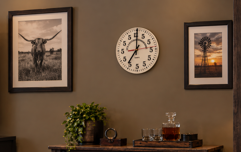 "It's 5 O'Clock Somewhere" Acrylic Wall Clock – 200mm (8 in) White Acrylic, Battery Operated